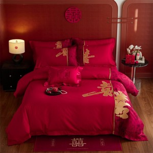 New new Chinese wedding pure cotton embroidery four-piece suit