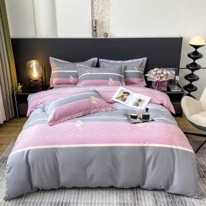 High-end cotton jet thickened brushed printed four-piece set