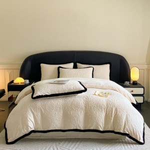 Rabbit fur lace carved velvet milk velvet four-piece set