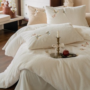 240g double-faced cashmere & teddy velvet embroidery four-piece bedding set