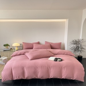 Skin-friendly ultra-soft cloud-feeling cotton solid color double-layer yarn four-piece set