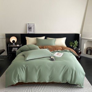 Atmospheric high-end pure cotton pure color double stitching series four-piece set