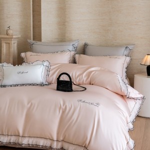 New AB version 80-count Tencel cotton colored cloth lady style four-piece set