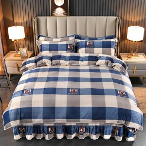 Bed Skirt Style Milk Fleece Four-Piece Bedding Set Mink Flannel Bedding Set