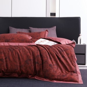 Red elegant elegant satin digital print four-piece set