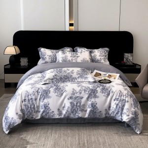 Digital printing light luxury fine twill silk drape four-piece suit