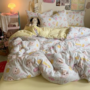 Soft new skin-friendly ultra-soft printed washed cotton four-piece set
