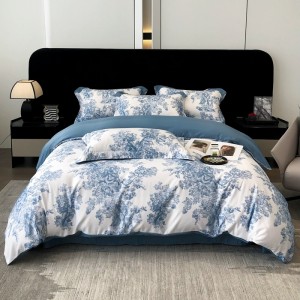 Digital printing light luxury fine twill silk drape four-piece suit