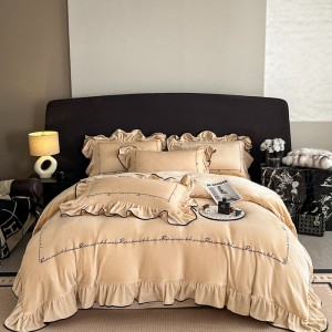 Light luxury style ruffled velvet embroidery four-piece set