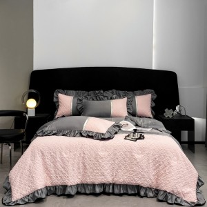 Exquisite washed ice silk embossed summer quilt four-piece set