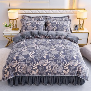 High Weight 8-9kg Printed Milk Fleece Four-Piece Set