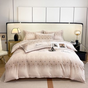 Thickened brushed cotton printed comforter quilt cover bed sheets four-piece bedding set