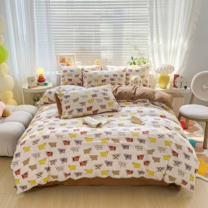 Washed cotton bubble cotton printed regular four-piece set