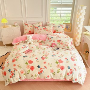 New milk velvet printed multi-color four-piece set
