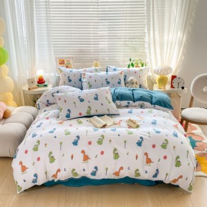 Washed cotton bubble cotton printed regular four-piece set