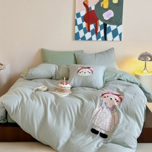 New all-cotton A-class double-layer yarn printed applique embroidery four-piece set