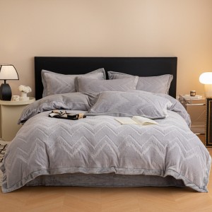 Wide-edge jacquard milk velvet warm four-piece set