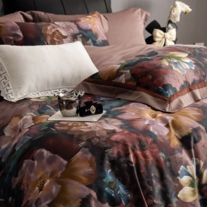 Romantic Red Digital Printing Comforter Cover Long Staple Cotton Flat Sheets Home Textile Queen Size Bedding Set Supplier