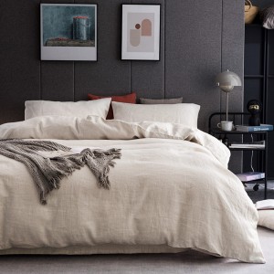 Super Soft Washing Natural Color 100% French Linen Quilt Cover Bed Sheet Queen King 4PCS Bedding Set