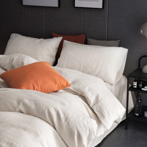 Super Soft Washing Natural Color 100% French Linen Quilt Cover Bed Sheet Queen King 4PCS Bedding Set