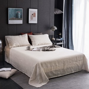 Super Soft Washing Natural Color 100% French Linen Quilt Cover Bed Sheet Queen King 4PCS Bedding Set