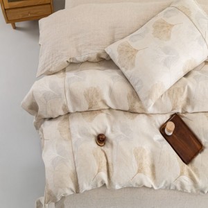 Luxurious 100% Linen Home Textile Jacquard Duvet Cover Set Eco-Friendly Natural Linen 4PCS Bed Sheets Bedding Set
