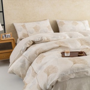 Luxurious 100% Linen Home Textile Jacquard Duvet Cover Set Eco-Friendly Natural Linen 4PCS Bed Sheets Bedding Set