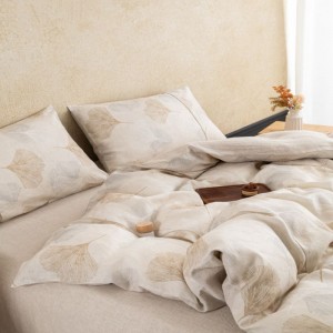 Luxurious 100% Linen Home Textile Jacquard Duvet Cover Set Eco-Friendly Natural Linen 4PCS Bed Sheets Bedding Set