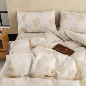 Luxurious 100% Linen Home Textile Jacquard Duvet Cover Set Eco-Friendly Natural Linen 4PCS Bed Sheets Bedding Set