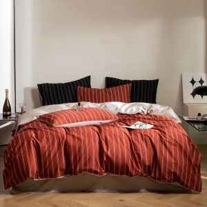 Printing comforter duvet cover with 2 pillow shams double coverlets flat sheet 4PCS textile red cotton bedding set wholesaler