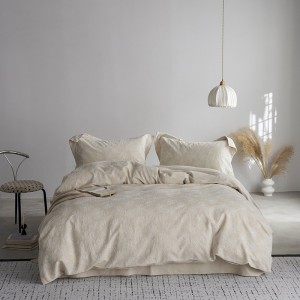 Simple Light Luxury Cotton & Linen Four-Piece Breathable Bed Sheets Floral Jacquard Quilt Cover Home Bedroom 4PCS Bedding Set Wholesale
