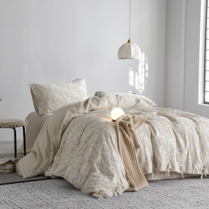 Simple Light Luxury Cotton & Linen Four-Piece Breathable Bed Sheets Floral Jacquard Quilt Cover Home Bedroom 4PCS Bedding Set Wholesale