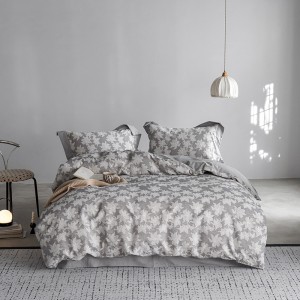 Simple Light Luxury Cotton & Linen Four-Piece Breathable Bed Sheets Floral Jacquard Quilt Cover Home Bedroom 4PCS Bedding Set Wholesale