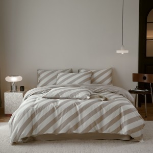 Wholesale high-end pillowcases beige printing comforter set cotton bed linen fitted sheets 2m/2.2m bedding set for adults