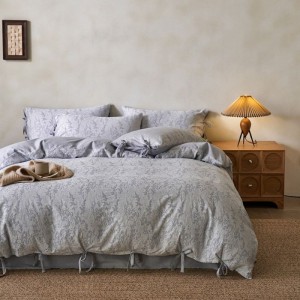 B&B Style Natural Cotton & Linen Jacquard Four-Piece Bed Set Quilt Cover Soft Bed Sheets 4PCS Bedding Set Wholesale