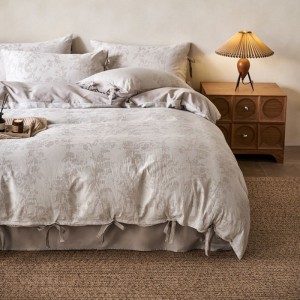 B&B Style Natural Cotton & Linen Jacquard Four-Piece Bed Set Quilt Cover Soft Bed Sheets 4PCS Bedding Set Wholesale