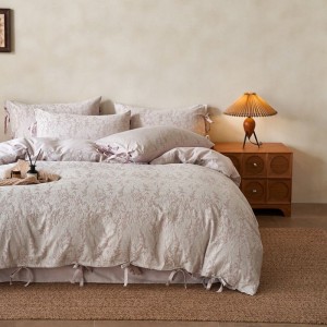 B&B Style Natural Cotton & Linen Jacquard Four-Piece Bed Set Quilt Cover Soft Bed Sheets 4PCS Bedding Set Wholesale