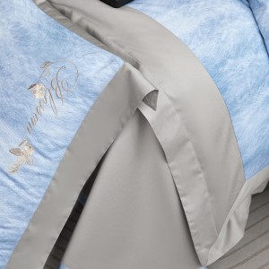 100% cotton satin home hotel textile blue printing comforter cover with 2 high-end pillowcases coverlets bedding set manufacture