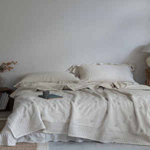 Foreign Trade Pure Cotton & Linen 4PCS Embroidery Bed Sets Multifunctional Quilt Cover Bed Cover Bedspread Home Hotel Textile Bed Sheets Bedding Set Wholesale