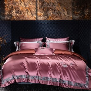 Embroidered duvet cover fitted flat sheets 2m/2.2m double bedsheet premium pillowslip queen king size embroidery bedding set