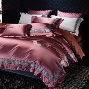 Embroidered duvet cover fitted flat sheets 2m/2.2m double bedsheet premium pillowslip queen king size embroidery bedding set