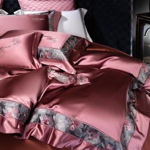 Embroidered duvet cover fitted flat sheets 2m/2.2m double bedsheet premium pillowslip queen king size embroidery bedding set