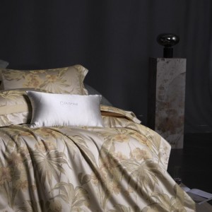 Hot selling cotton 4-pieces textile ODM coverlets plant jacquard bedsheets bed linen bedding set wholesaler