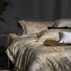 Hot selling cotton 4-pieces textile ODM coverlets plant jacquard bedsheets bed linen bedding set wholesaler