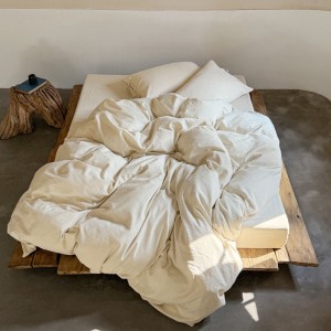 Class a Maternal Infant Linen Home Hotel Textile Yarn-Dyed Jacquard Washed Cotton Quilt Cover Skin-Friendly Breathable Natural Color Bedding Set