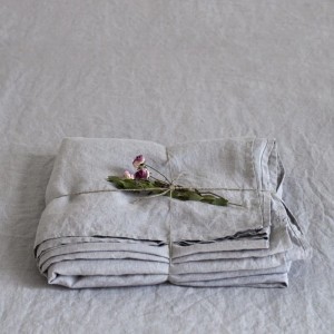Light Luxury Pure Color French Linen Bed Sets Amazon Foreign Trade Customized 100% Washed Linen Single Product Bed Sheet Home Hotel Textile 4PCS Bedding Set