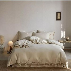 French Flax Linen Duvet Cover Set Soft Cotton Bed Sheet Sets Bed Set Home Hotel Textile Queen King Single Double 4PCS Bedding Set Wholesale
