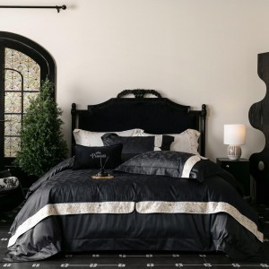 High-End patchwork comforter set 500TC jacquard bedsheets brown coverlets with 2 soft pillowslips bedding set supplier