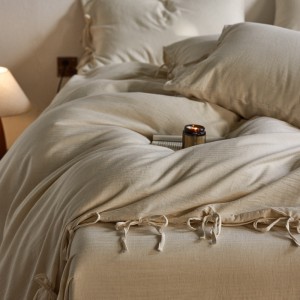 French Flax Linen Duvet Cover Set Soft Cotton Bed Sheet Sets Bed Set Home Hotel Textile Queen King Single Double 4PCS Bedding Set Wholesale