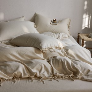 French Flax Linen Duvet Cover Set Soft Cotton Bed Sheet Sets Bed Set Home Hotel Textile Queen King Single Double 4PCS Bedding Set Wholesale